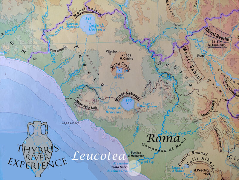 Map to locate the guided itineraries of Leucotea